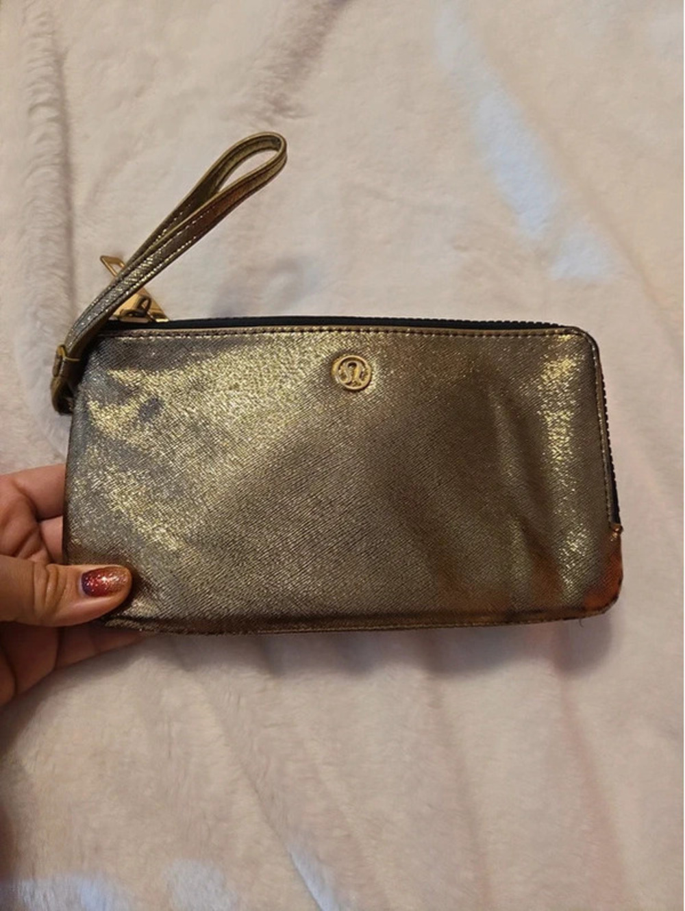 Lululemon gold double zipper wristlet